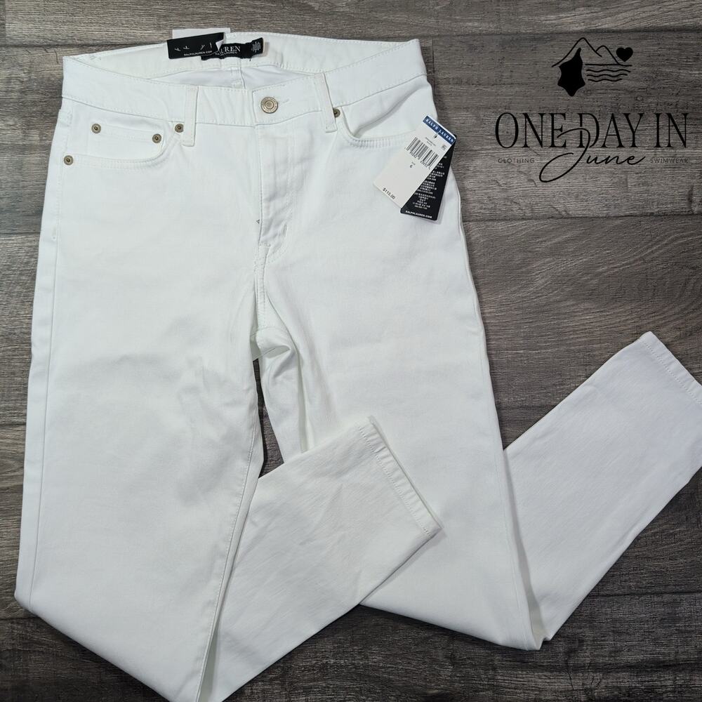 Ralph Lauren Curvy Mid Rise Skinny Jeans White NWT Size 6